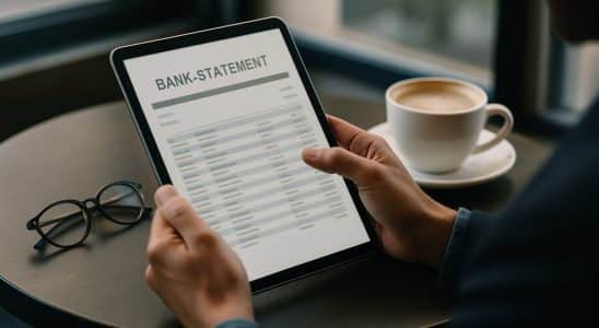 Persona revisando en una tableta los cargos y comisiones de su cuenta bancaria