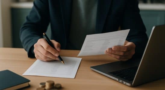 Pessoa comparando duas propostas de contrato de crédito de bancos diferentes