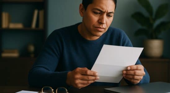 Persona che esamina la comunicazione di esito negativo di una richiesta di credito
