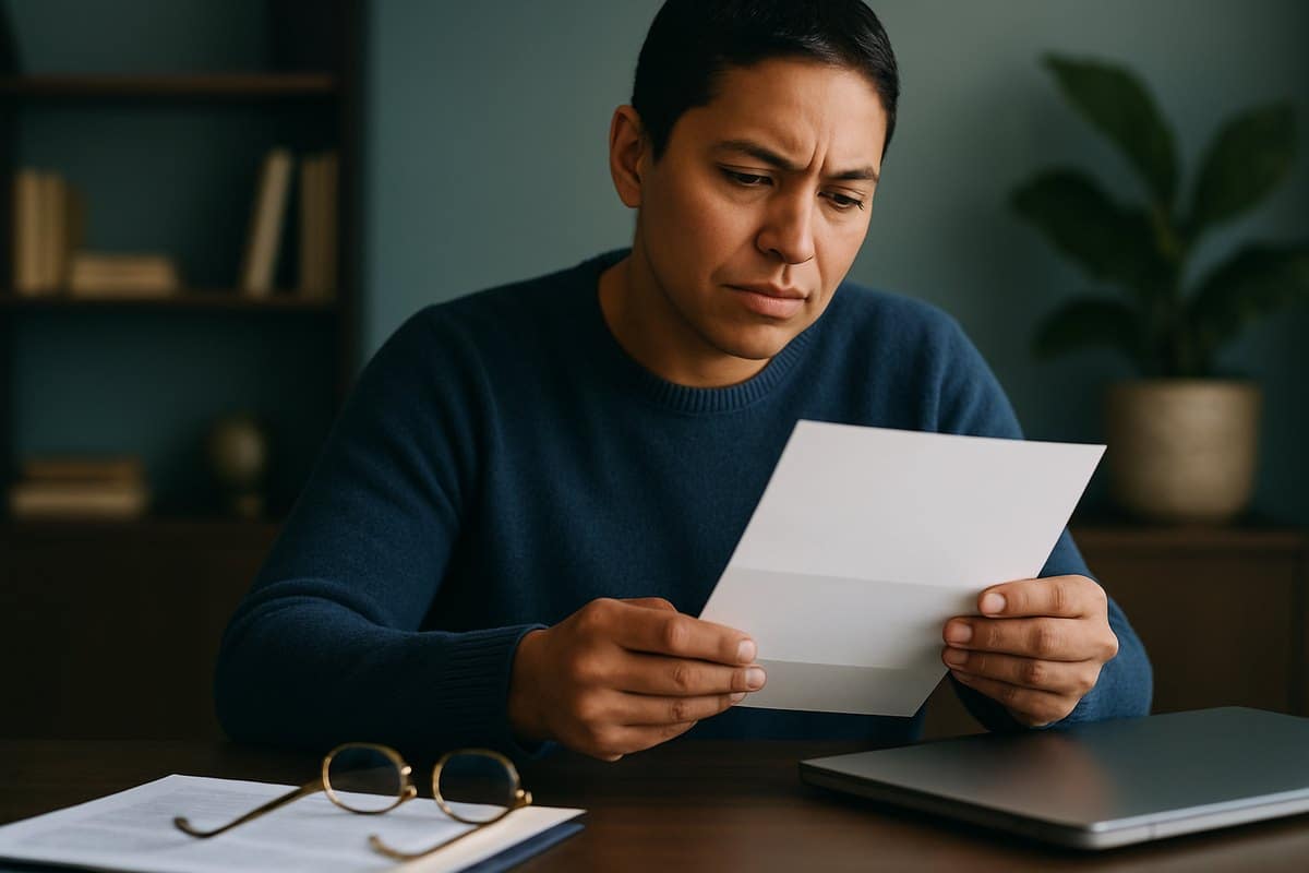 Persona che esamina la comunicazione di esito negativo di una richiesta di credito