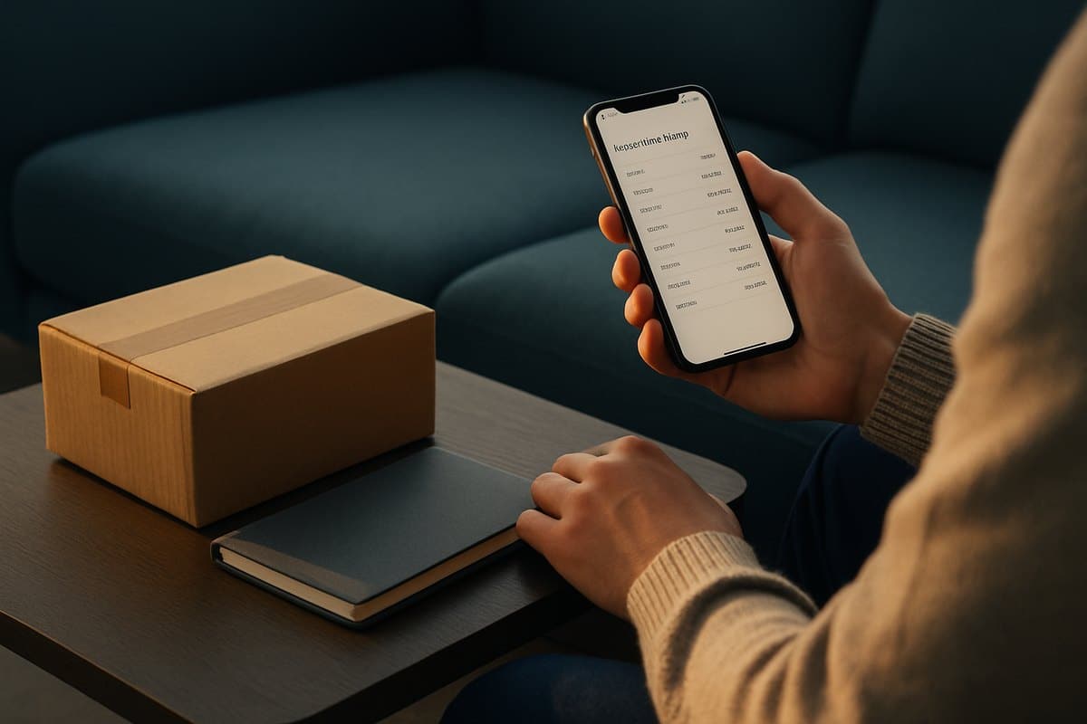 Person reviewing an installment payment schedule on a phone at home